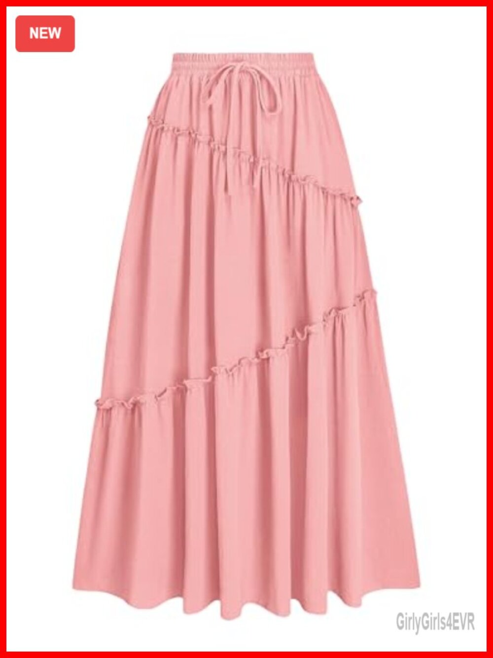 Women's Casual Maxi Skirt Smocked High Waisted A-Line Tiered Long Flowy Pockets